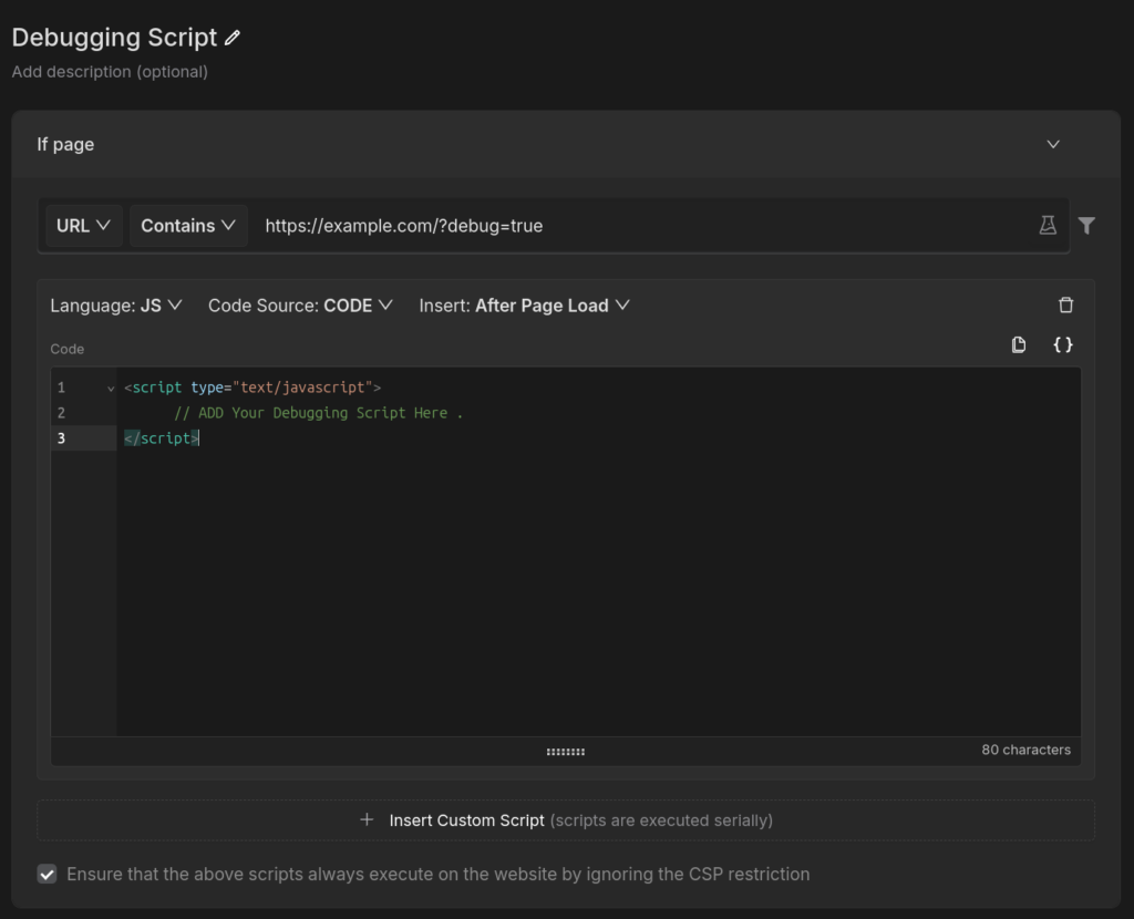 Debuggin script insertscript adtech