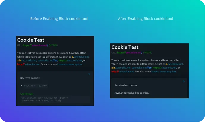Cookie test output