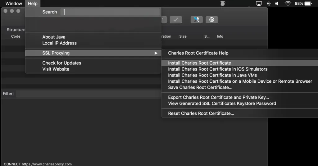 Install Charles cert Mac
