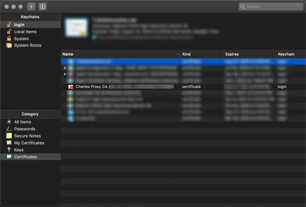 Keychain access window