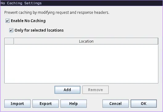 No cache settings