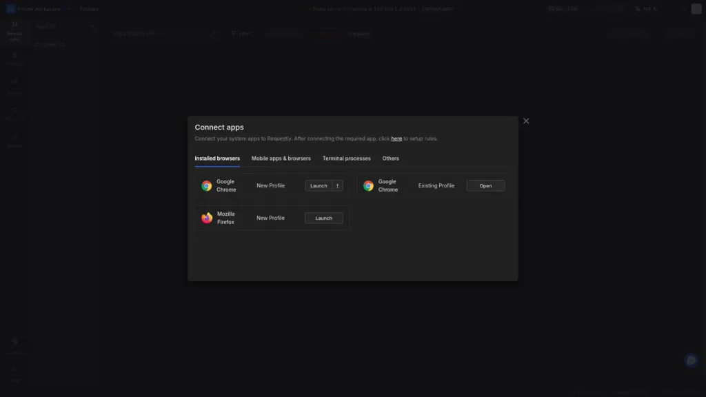 Connect app popup