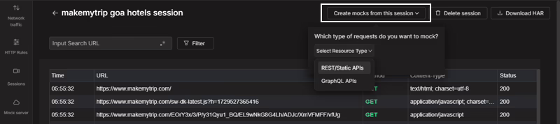 Create bulk mock from session