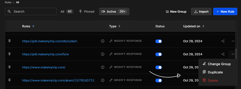 Toggle rules to manage mocks