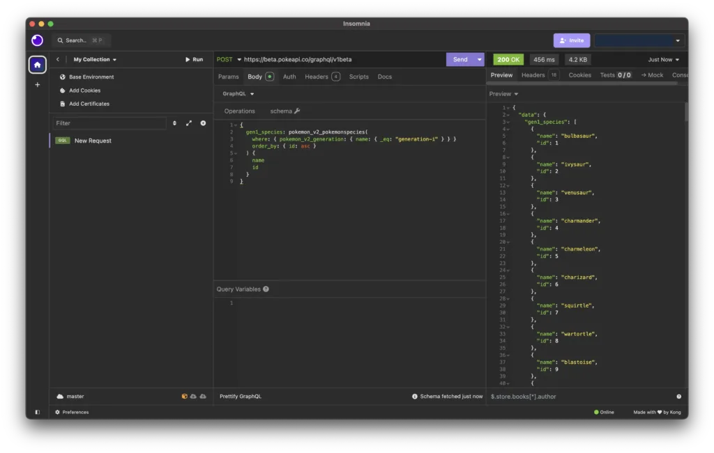 Insomnia GraphQL dashboard