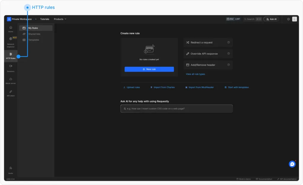 Open Requestly dashboard