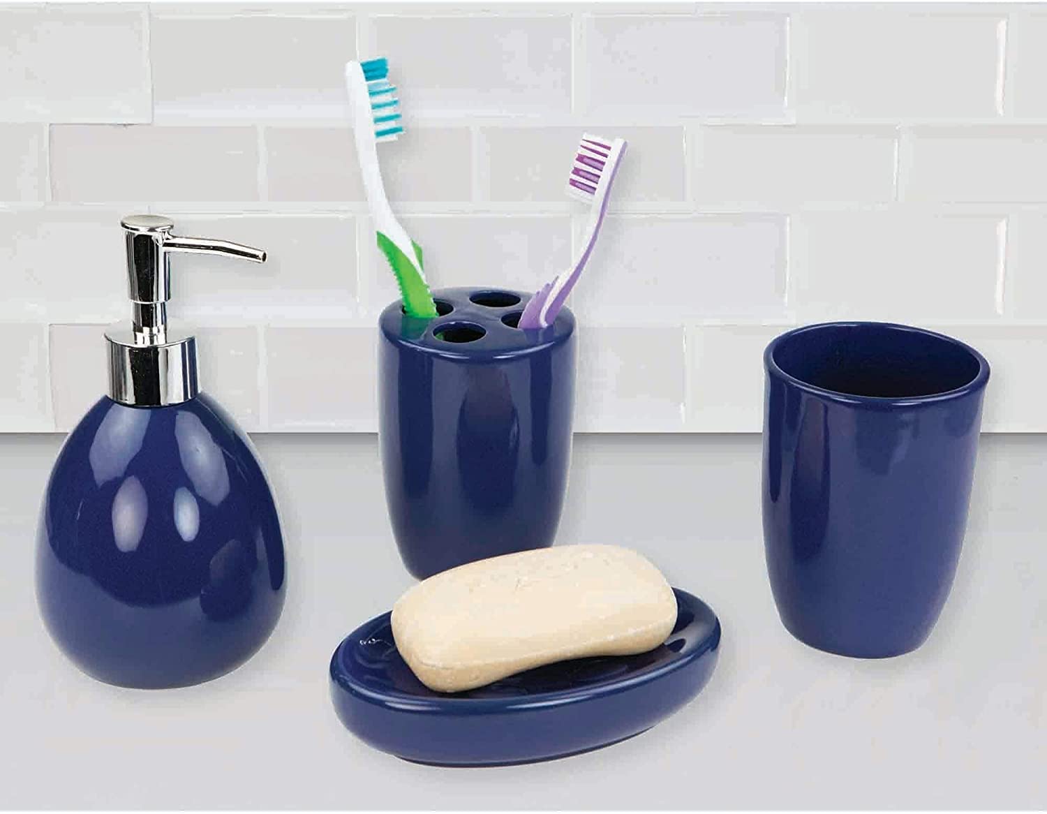 4 piece ceramic bathroom accessory set