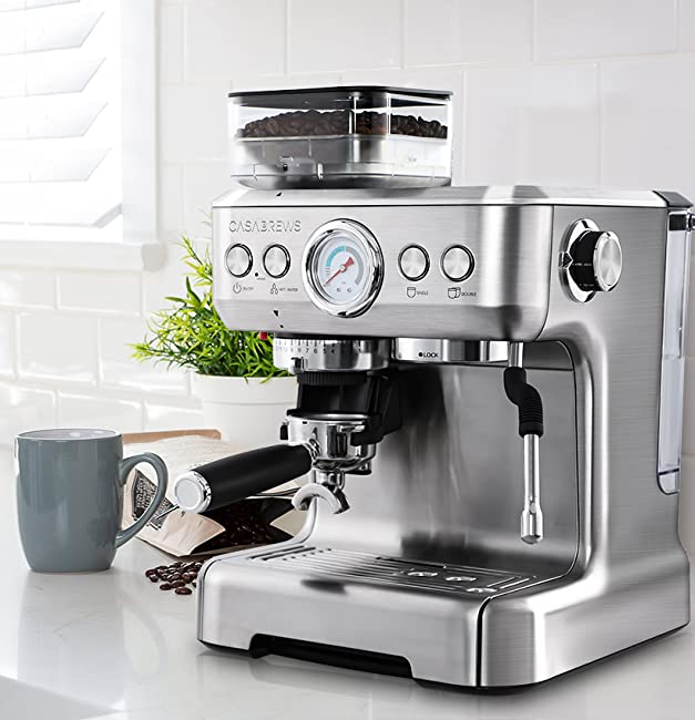 CASABREWS Compact Espresso Machine 20 Bar With Milk Frother Steam Wand, Professional Cappuccino Machine With 49 oz Removable Water Tank for Lattes, Macchiatos, Gift for Dad Mom Wife