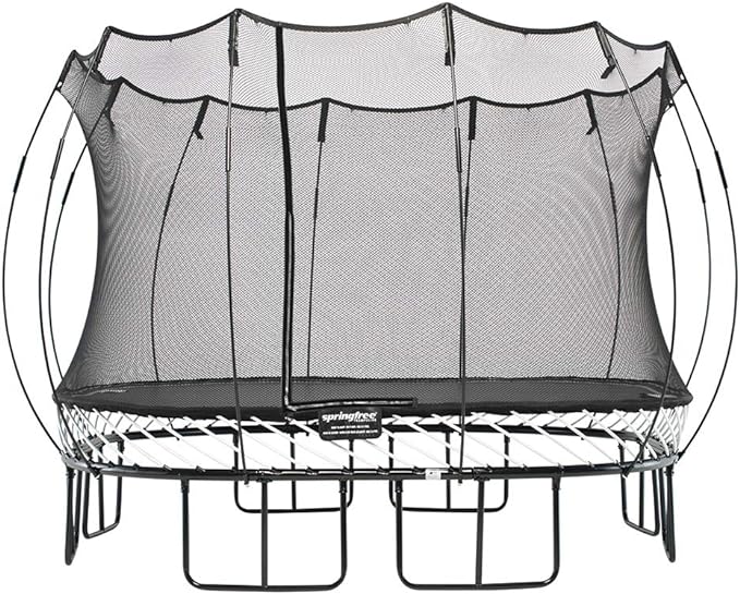 springfree trampoline kids jumbo square trampoline w/safety enclosure net jump