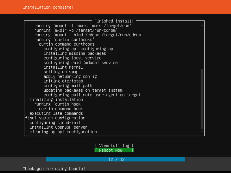 Ubuntu Server Installation Complete