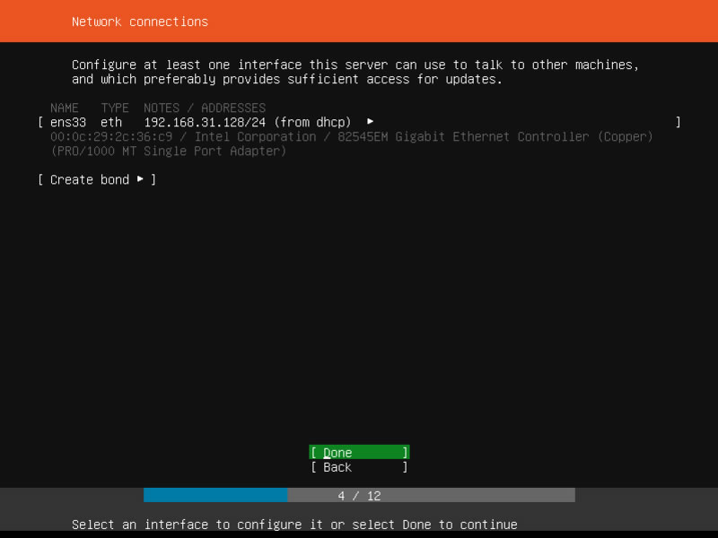 Ubuntu Server Installation Network Configuration