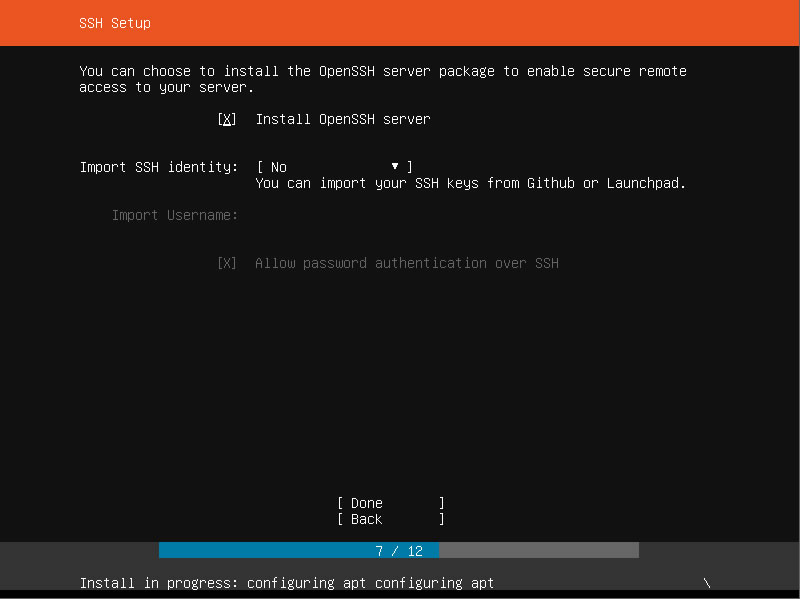 Ubuntu Server Installation Open SSH