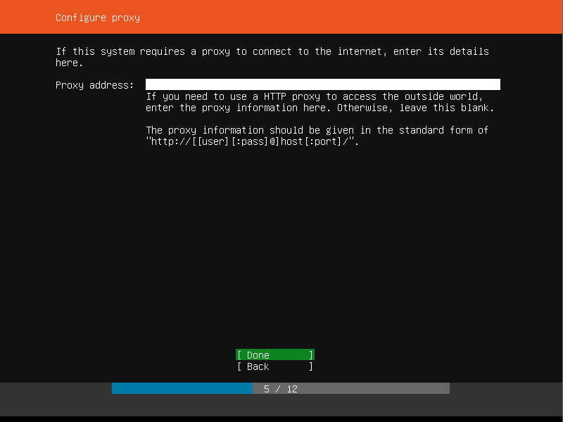 Ubuntu Server Installation Proxy Configuration