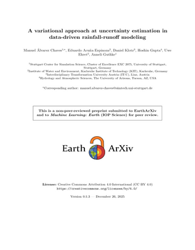 Cover art for A variational approach at uncertainty estimation in data-driven rainfall-runoff modeling