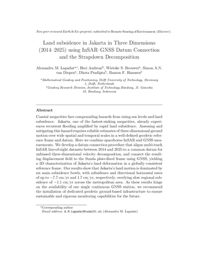 Cover art for Land subsidence in Jakarta in Three Dimensions (2014-2025) using InSAR-GNSS Datum Connection and the Strapdown Decomposition