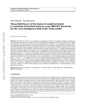 Cover art for Mean-field theory of the Santa Fe model revisited: a systematic derivation from an exact BBGKY hierarchy for the zero-intelligence limit-order book model