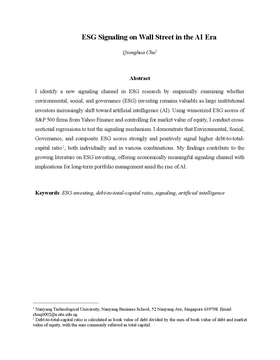 Cover art for ESG Signaling on Wall Street in the AI Era