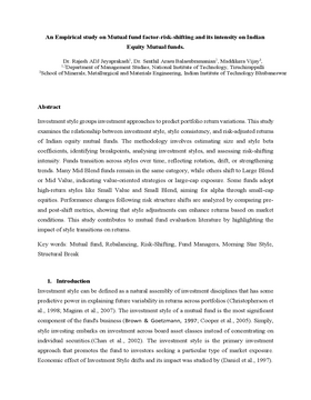 Cover art for An Empirical study on Mutual fund factor-risk-shifting and its intensity on Indian Equity Mutual funds
