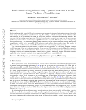 Cover art for Simultaneously Solving Infinitely Many LQ Mean Field Games In Hilbert Spaces: The Power of Neural Operators