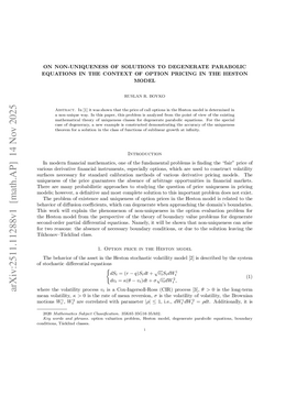 Cover art for On non-uniqueness of solutions to degenerate parabolic equations in the context of option pricing in the Heston model