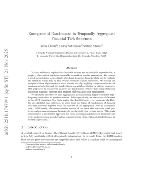 Podcast cover for "Emergence of Randomness in Temporally Aggregated Financial Tick Sequences" by Silvia Onofri et al.