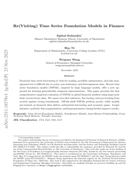 Podcast cover for "Re(Visiting) Time Series Foundation Models in Finance" by Eghbal Rahimikia et al.