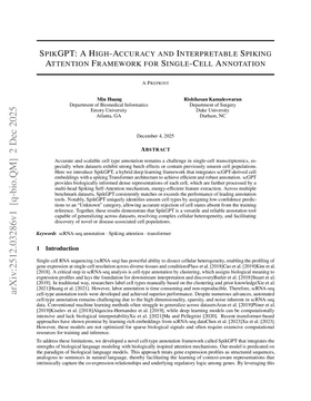 Podcast cover for "SpikGPT: A High-Accuracy and Interpretable Spiking Attention Framework for Single-Cell Annotation" by Min Huang & Rishikesan Kamaleswaran