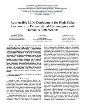 Cover art for Responsible LLM Deployment for High-Stake Decisions by Decentralized Technologies and Human-AI Interactions