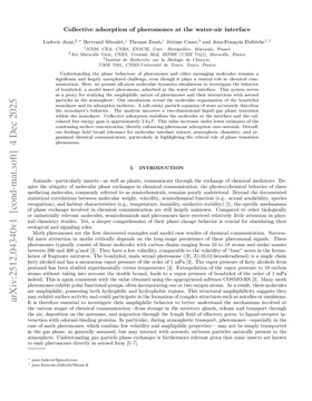 Collective adsorption of pheromones at the water-air interface