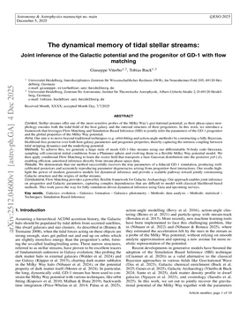 Podcast cover for "The dynamical memory of tidal stellar streams: Joint inference of the Galactic potential and the progenitor of GD-1 with flow matching" by Giuseppe Viterbo & Tobias Buck