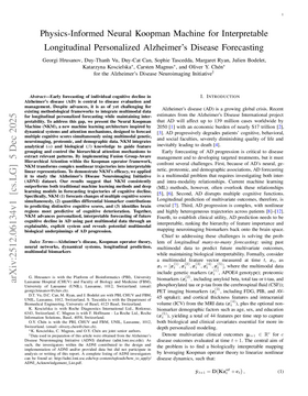 Cover art for Physics-Informed Neural Koopman Machine for Interpretable Longitudinal Personalized Alzheimer's Disease Forecasting