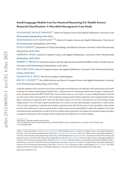 Cover art for Small Language Models Can Use Nuanced Reasoning For Health Science Research Classification: A Microbial-Oncogenesis Case Study