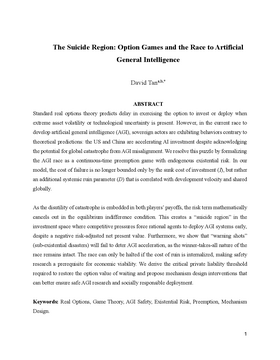 The Suicide Region: Option Games and the Race to Artificial General Intelligence