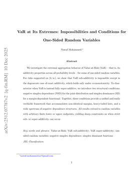VaR at Its Extremes: Impossibilities and Conditions for One-Sided Random Variables