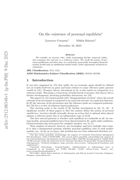 Podcast cover for "On the existence of personal equilibria" by Laurence Carassus & Miklós Rásonyi
