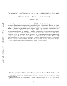 Exploratory Mean-Variance with Jumps: An Equilibrium Approach