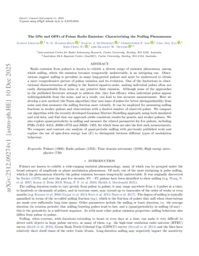 Podcast cover for "The ONs and OFFs of Pulsar Radio Emission: Characterizing the Nulling Phenomenon" by Garvit Grover et al.