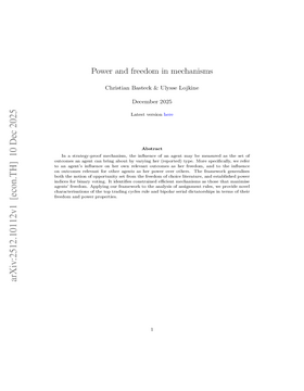 Podcast cover for "Power and Freedom in Mechanisms" by Christian Basteck & Ulysse Lojkine