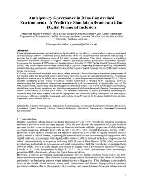 Cover art for Anticipatory Governance in Data-Constrained Environments: A Predictive Simulation Framework for Digital Financial Inclusion