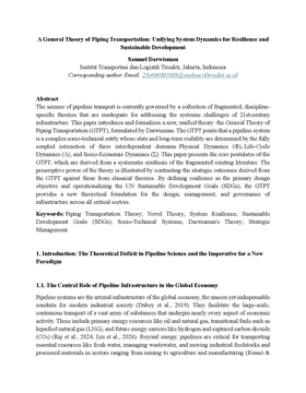 Podcast cover for "A General Theory of Piping Transportation: Unifying System Dynamics for Resilience and Sustainable Development" by Samuel Darwisman