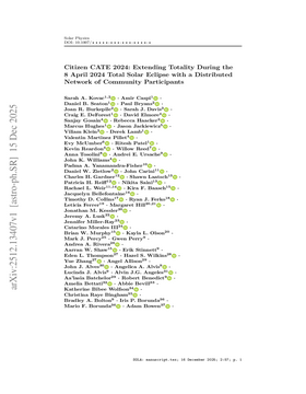 Podcast cover for "Citizen CATE 2024: Extending Totality During the 8 April 2024 Total Solar Eclipse with a Distributed Network of Community Participants" by Sarah A. Kovac et al.