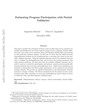 Estimating Program Participation with Partial Validation