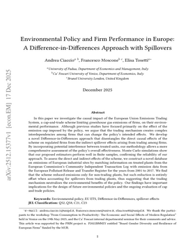 Environmental Policy and Firm Performance in Europe: A Difference-in-Differences Approach with Spillovers