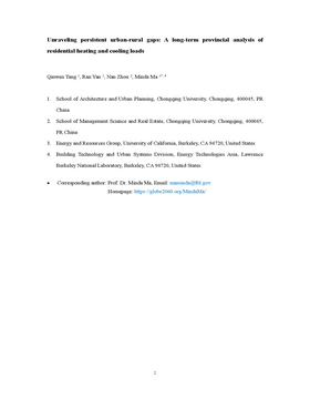 Unraveling persistent urban-rural gaps: A long-term provincial analysis of residential heating and cooling loads