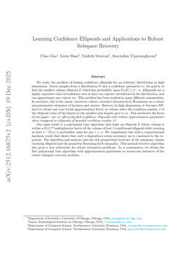 Podcast cover for "Learning Confidence Ellipsoids and Applications to Robust Subspace Recovery" by Chao Gao et al.