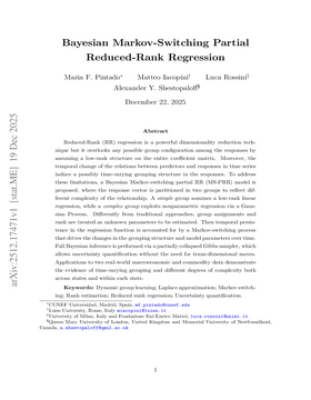 Podcast cover for "Bayesian Markov-Switching Partial Reduced-Rank Regression" by Maria F. Pintado et al.