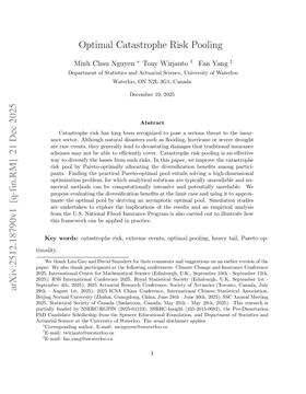 Optimal Catastrophe Risk Pooling