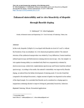 Enhanced sinterability and in vitro bioactivity of diopside through fluoride doping
