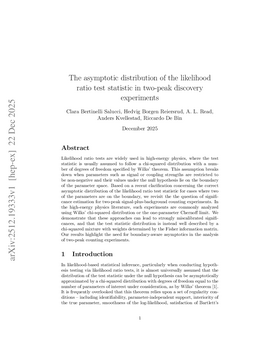 The asymptotic distribution of the likelihood ratio test statistic in two-peak discovery experiments