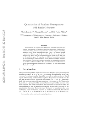 Podcast cover for "Quantization of Random Homogeneous Self-Similar Measures" by Akash Banerjee et al.